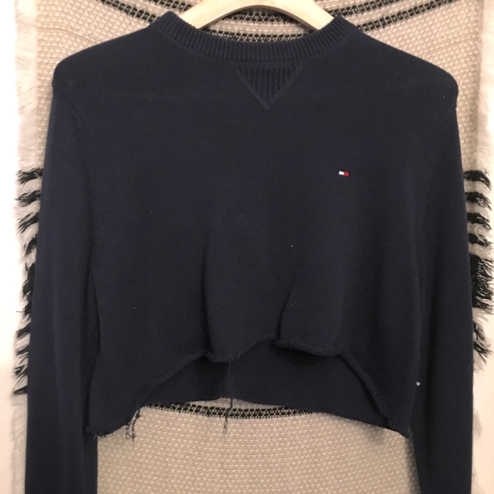 TOMMY HIILFIGER LONG SLEEVE CROPPED SWEATER